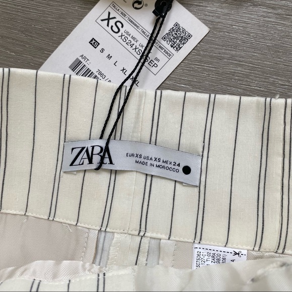 Matching Set - Zara Cropped Striped Blazer with Linen Blend Midi Skirt - Picture 6 of 11